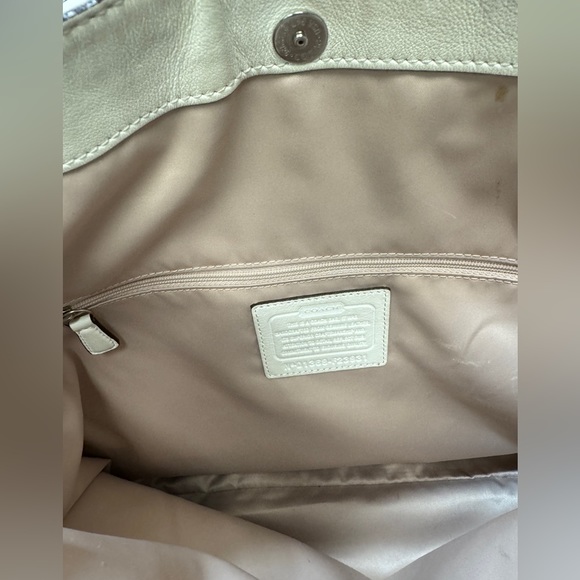 Coach Cream Color Woven Leather Hobo Bag - Picture 7 of 9